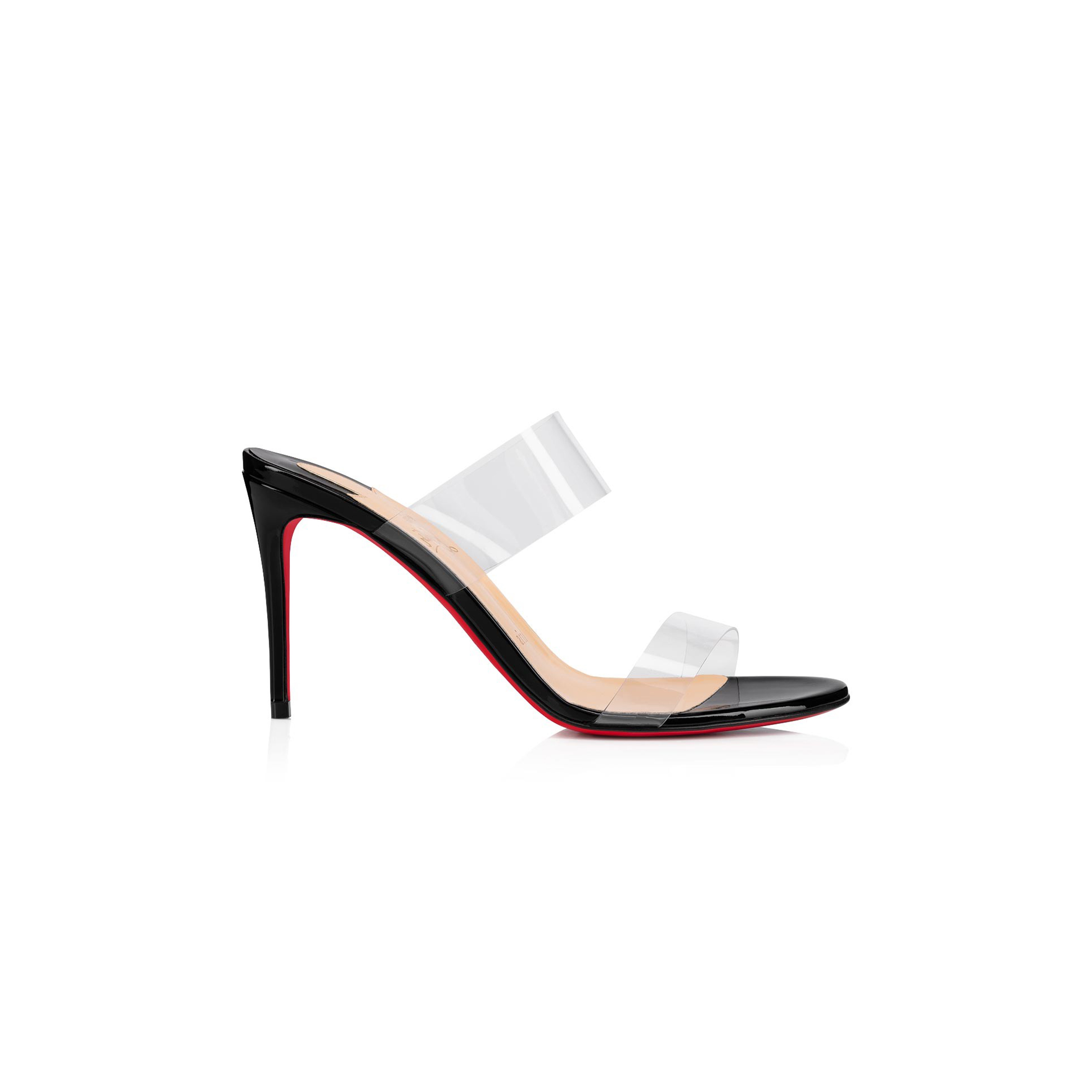 CHRISTIAN LOUBOUTIN JUST NOTHING 85 MM SANDALS-PVC AND PATENT CALF-BLACK-WOMEN 3190081BK01